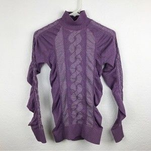 Athleta Seamless Comet T-Neck Long Sleeve Top Purple Lilac Sugar Plum Fitted
